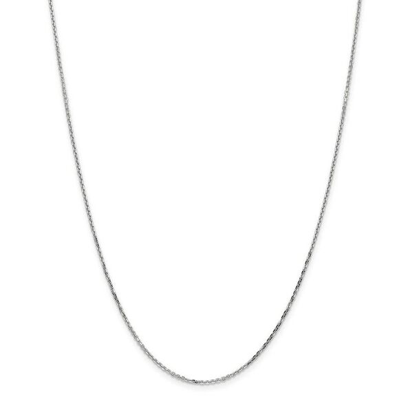 1.4mm, 14k White Gold, Diamond Cut Solid Cable Chain Necklace, 26in - Picture 2 of 7